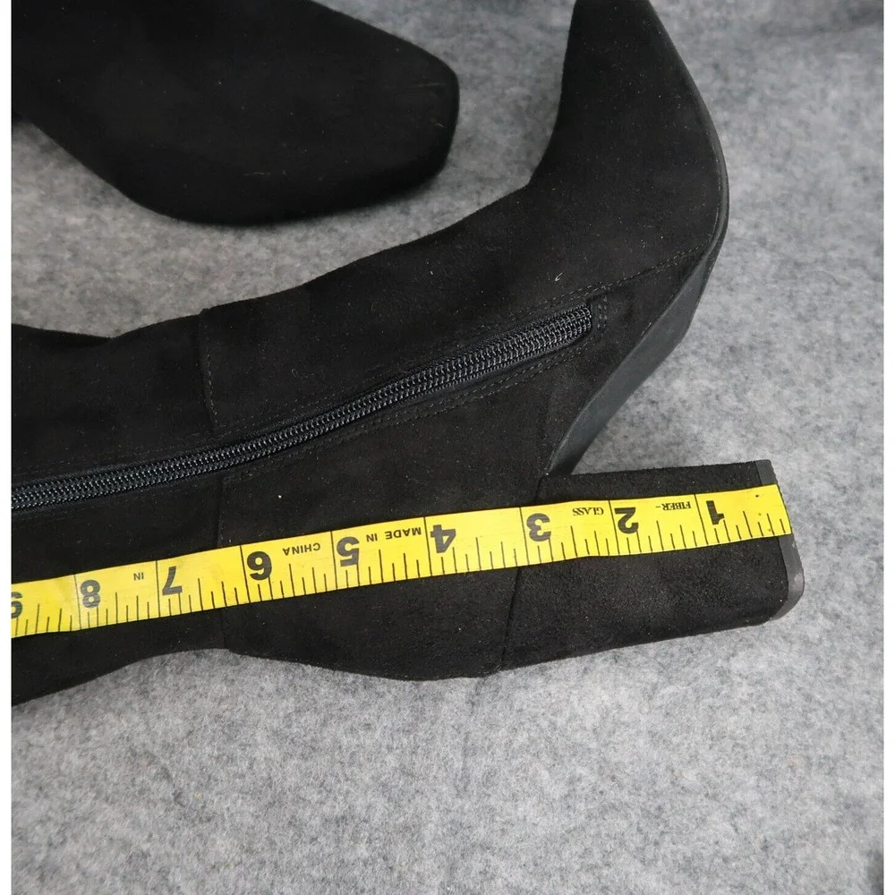 BP Shoes Womens 5.5 Boots Fashion Over The Knee Block Heel Zip Black Square Toe